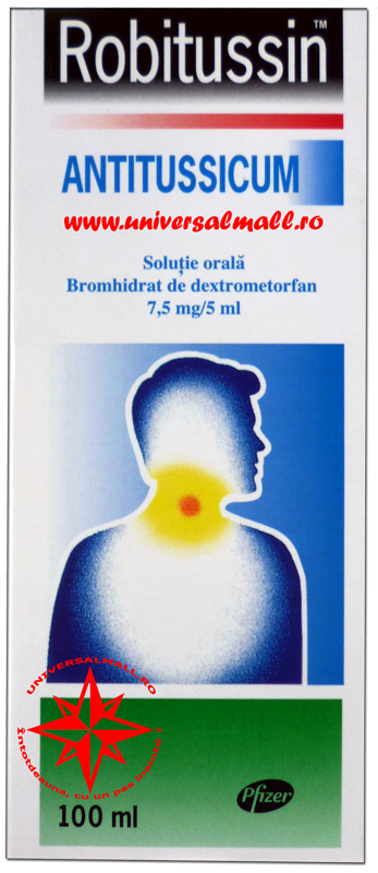 Robitussin-Antitussicum-Pfizer Austria-suspensie-orală-bromhidrat de dextrometorfan-7,5 mg / 5 ml-antitusiv ( tuse uscată, iritativă)-flacon-100 ml